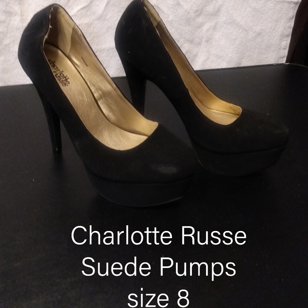 Charlotte Russe Black Suede Pumps size 8